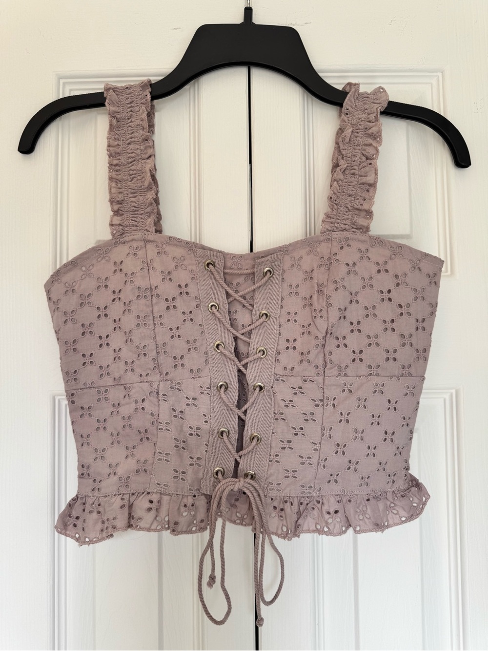 Cotton On Mauve Eyelet Lace-Up Cropped Cami